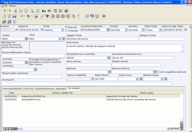 Software Gestione Ticket e Interventi