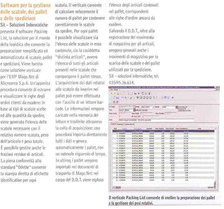 Packing List: Software gestione scatole, pallet, spedizioni